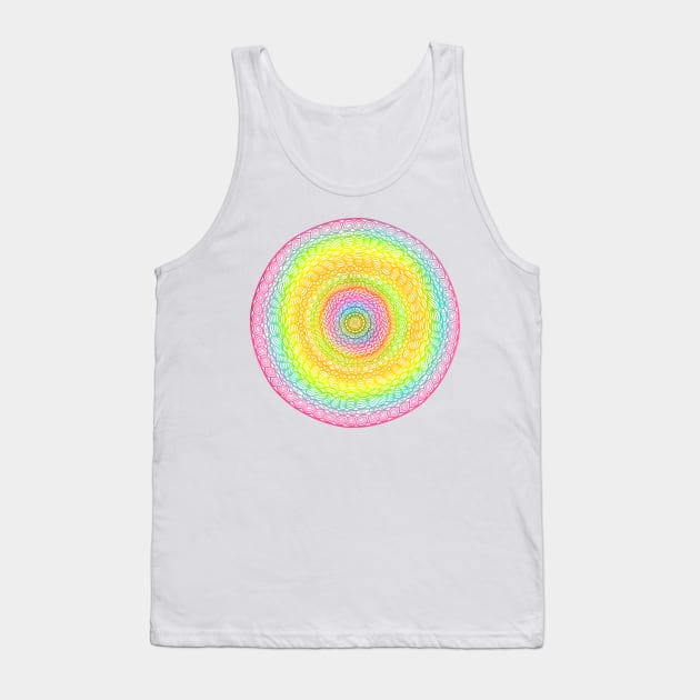 Neon Rainbow Mandala - Intricate Digital Illustration, Colorful Vibrant and Eye-catching Design, Perfect gift idea for printing on shirts, wall art, home decor, stationary, phone cases and more. Tank Top by cherdoodles